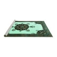 thumbnail image 2 of Ahgly Company Machine Washable Indoor Square Medallion Turquoise Blue Traditional Area Rugs, 5' Square, 2 of 4
