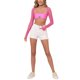 thumbnail image 1 of VISgogo Mujeres Casual Crop Tops, Color Sólido Manga Larga Malla Patchwork Slim-Fit Backless Tops VISgogo moda, 1 of 6