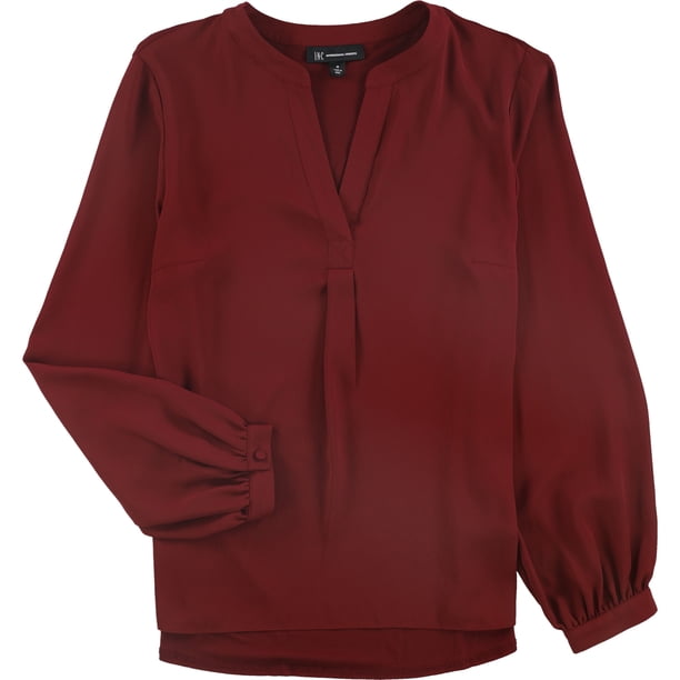 INC Blusa con cuello dividido para mujer, rojo, extragrande