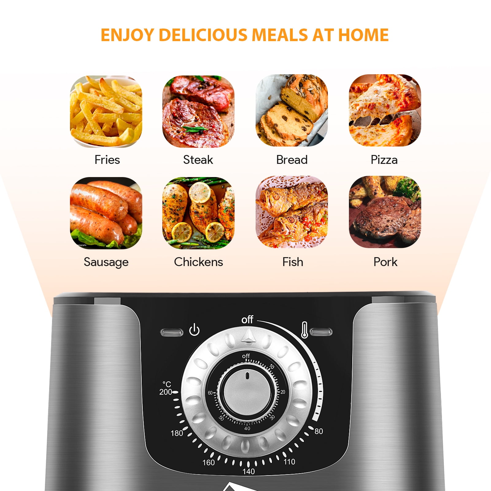 Uten 5.8 Qt Air Fryer Toaster Oven, 1700W 8-in-1 Digital Airfryer, Timer & Temperature Control, Nonstick Basket for Roasting, Baking, Reheating, Easy to Clean, Compact Design, Black