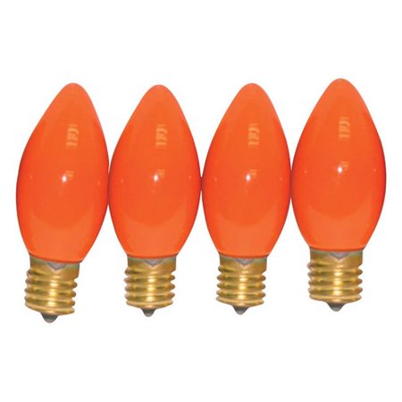 Abeja 25-Pack C9 Orange Halloween Light Bulbs - 7W, E17 Candelabra Base, Ceramic Glass Bulbs For String Lights