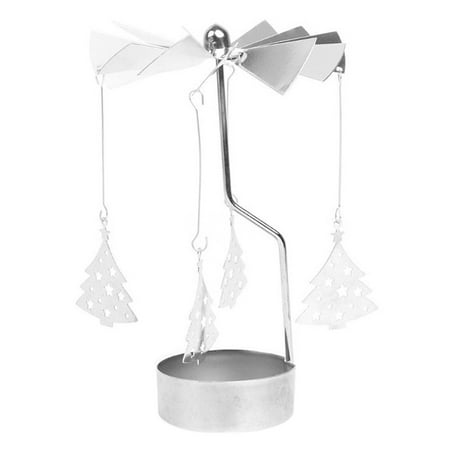 

YUEHAO Candles & Holders Hot Spinning Rotary Metal Carousel Tea Light Candle Holder Stand Light Xmas Gift metal candle C