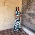thumbnail image 2 of 2026 New Fashionable Ins-Style Women's Abstract Print One-Shoulder Maxi Dress, Satin Twisted Waist Formal Dress, 2 of 6