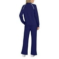 thumbnail image 6 of Sweatsuits Women 2 Piece Outfit, Prolriy Fall Outfits 2025 Wide Leg Pant Matching Sets Womens Clothing Lounge Sets for Women Dark Blue M, 6 of 8