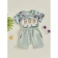 thumbnail image 2 of Bagilaanoe 2pcs Toddler Baby Boy Shorts Set Short Sleeve Embroidery T Shirt Tops + Camouflage Shorts 6M 12M 18M 24M 3T Kids Casual Summer Clothes, 2 of 7