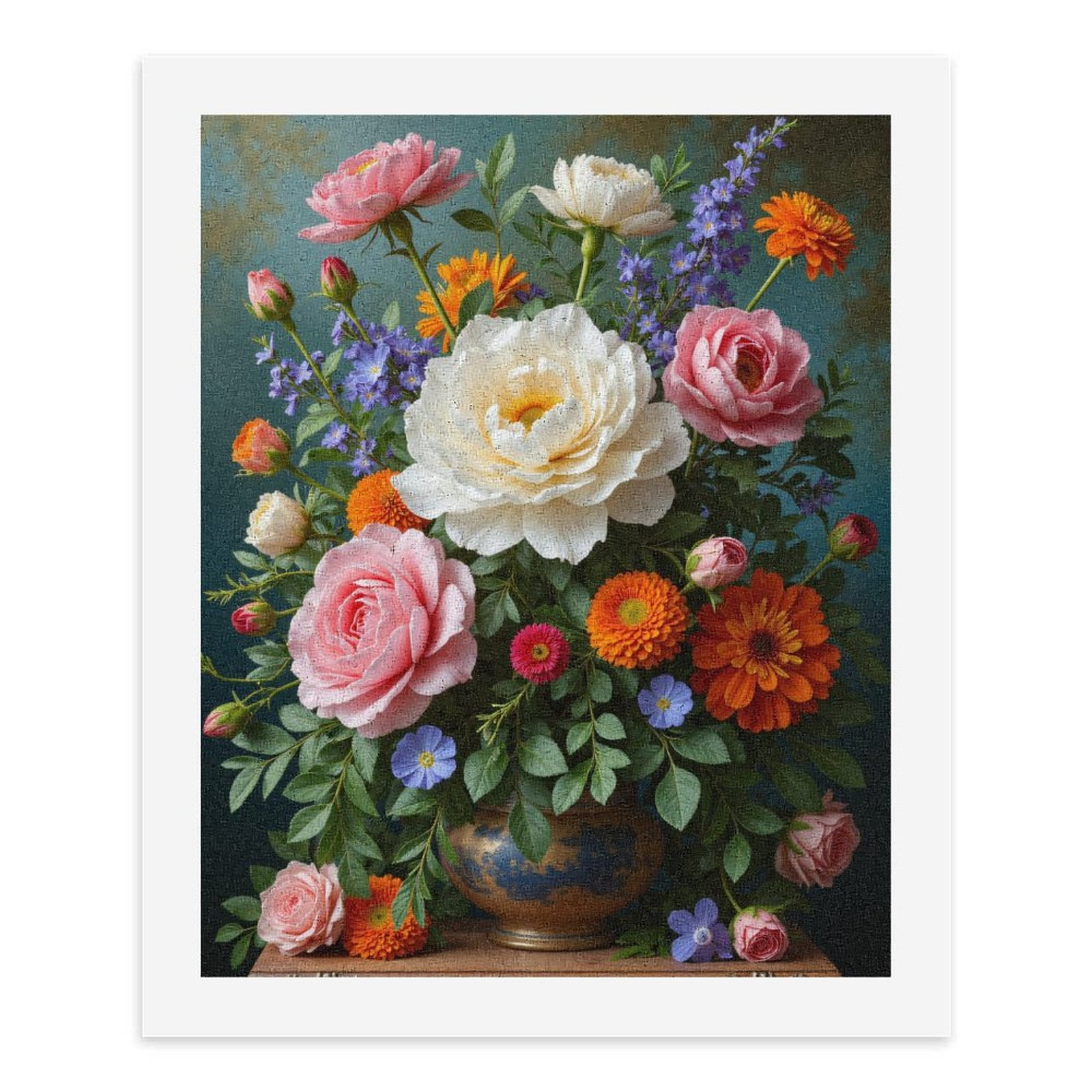 Paint by Numbers Kit for Adults, Floral Bouquet In Ceramic Vase Paint by Numbers, Easy Paint by Numbers Kit for Adults Beginner, DIY Adult Paint by Number Kits on Canvas, Home Decor