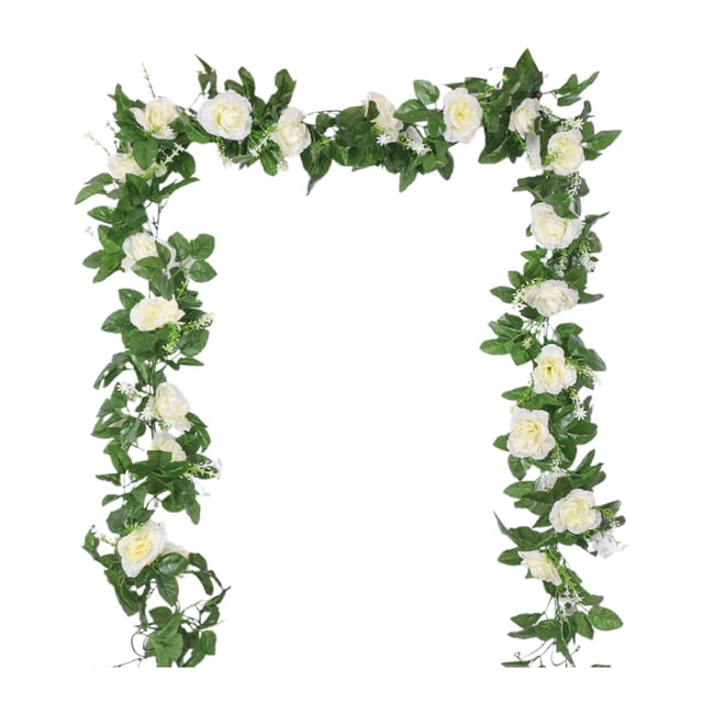 Virelaxpo Guirlande de Vigne de Roses Rouges Artificielles de 220 cm de Long avec 16 Fleurs Réalistes, Décor de Scène Romantique de la Saint-Valentin pour Mur, Manteau de Cheminée et Table