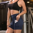 thumbnail image 3 of Women Casual High Waist Yoga Pants Butt Lift Ruching Short Shorts Sport Leggings, 3 of 7