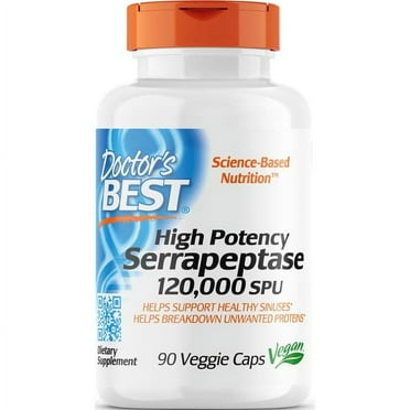 Doctor's Best High Potency Serrapeptase, 120,000 SPU, 90 Veggie Caps