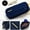 Blue, variant on Deep Black Dual-Compartment Zippered Pencil Pouch with Reinforced Seams & Minimalist Design, Portable Writing Tools Carrier
