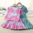 thumbnail image 5 of 2-10Y Toddler Little Girls 3 Piece Outfits Tie Dye Tee Crop Tops and Skirt with Underdress Shorts, 5 of 6