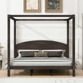 thumbnail image 2 of EUROCO Wood King Size Canopy Bed Frame, Solid Wood Platform Bed Legs for Kids Teens Adults, Brown, 2 of 10