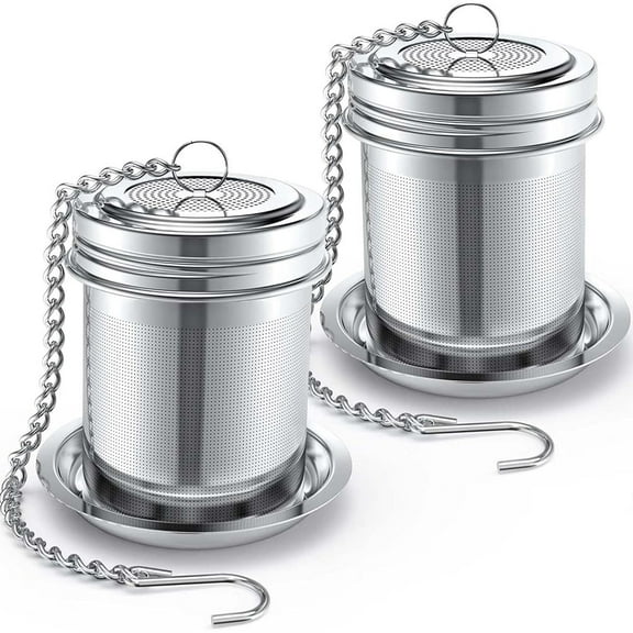 Januofit 2 Pack Tea Infuser, Extra Fine Mesh Tea Infusers for Loose Tea, 18/8 Stainless Steel Tea Strainer with Extended Chain Hook, Tea Steeper for Brew Tea, Spices & Seasonings