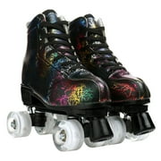 EONROACOO Womens Girls Boys Black Roller Skates Adult Light up Quad Skates(Women 7/Men 6)