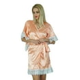 thumbnail image 2 of Bimba Women Kimono Sleeve Short Satin Robe Getting Ready Bride Bridesmaid Robe Lace Coverup, 2 of 8