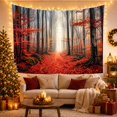 thumbnail image 3 of Misty Autumn Forest Red Maple Leaves in Dense Woodland, Mystical Gothic for Nature Lovers, Forest Wall Art Decor, Halloween Gift, Tapestry Wall Hanging for Bedroom and Living Room, 3 of 7