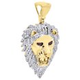 thumbnail image 2 of 10K Yellow Gold White Diamond Pink Eyes Lion Head Pendant Pave Charm 1.25 Ct., 2 of 5