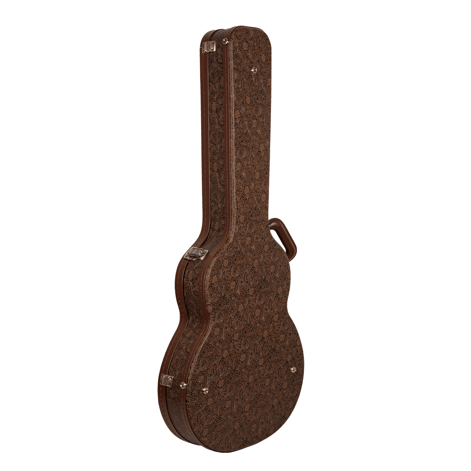 Crossrock Designer Series Case fits 335 Style 6-string Semi-Hollow Electric Guitars- Security Lock, Metal Feet, Storage Space- Blossom Brown