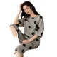 thumbnail image 5 of Novedad de verano, pantalones de siete pies de manga corta, ropa de dormir para mujer, versión coreana Simple, ropa holgada de dibujos animados para el hogar, conjunto de dos piezas, 5 of 5