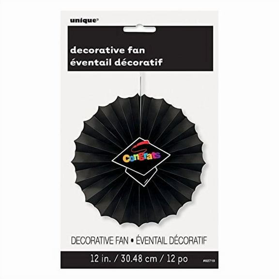 12" Congrats Graduation Tissue Paper Decorative Fan