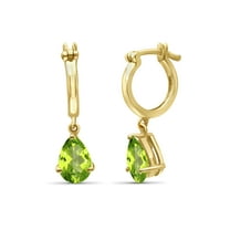 JewelersClub 1.50 CTW Peridot Drop Earrings – 14K Gold Plated Silver | Hypoallergenic Drops for Women - Pear Cut Set with Post Backs