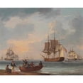 thumbnail image 2 of William Anderson 24x20 Black Ornate Framed Double Matted Museum Art Print Titled: Sailors Pushing off from Shore to Join the Fleet (1817), 2 of 5