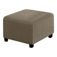 thumbnail image 2 of Square Ottoman Covers Slipcover Stretch Comfortable Jacquard Fabric with Elastic Bottom Form Fit Furniture Protector for Footrest Pouffe Foot Stool Storage, Removable Washable Spandex, 2 of 5