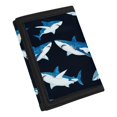 thumbnail image 2 of CHAQLIN Shark Ocean Blue Children's Wallet for Outdoor, Polyester Kids Trifold Wallet with Foldable Lightweight Trifold Card Wallet, 2 of 7
