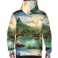 thumbnail image 3 of Bingfone Lake Forest Dinosaur Men's Drawstring Hoodie Long Sleeve Pocket Sweatshirts-Large, 3 of 6