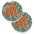 thumbnail image 1 of Carolines Treasures CJ2012-MCARC Lettre M Fleurs Bleu Rétro Ensemble de 2 Porte-Gobelet Voiture Coaster, 1 of 1