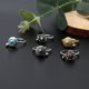 thumbnail image 1 of D Om Mantra Lotus Anillo giratorio floral Anillo de dedo ajustable Anillos de rueda de oración, 1 of 3