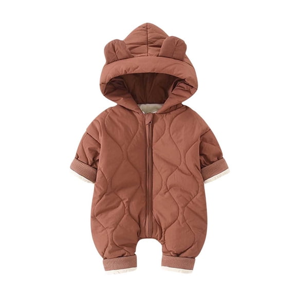 biudgviw Baby Newborn Snowsuit Zipper Long Sleeve Romper Infant Boy Girl Soft Cute Hoodies Warm Winter Hooded Jumpsuit(Red,9-12 Months)