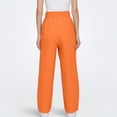 thumbnail image 6 of Linen Pants for Women Palazzo Pants Petite Plus Size Casual Solid High Waist Wide Leg Vacation Cropped Trousers Trendy Clothing Pull On with Pockets Orange XL, 6 of 8