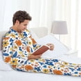 thumbnail image 6 of Picia Flower Pattern Men’s Long-Sleeve Sleepwear Set - Soft 2-Piece Loungewear with Pockets, Comfy PJs for Relaxing Nights-X-Large, 6 of 7