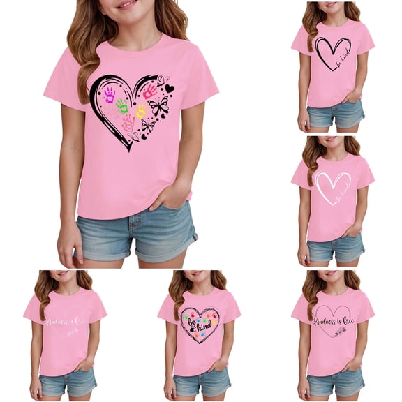 WUANDIXFA Bruh Be Kind Unity Day Pink Anti Bullying Kindness Kids T-Shirt (Dark Purple, 13-14 Years)