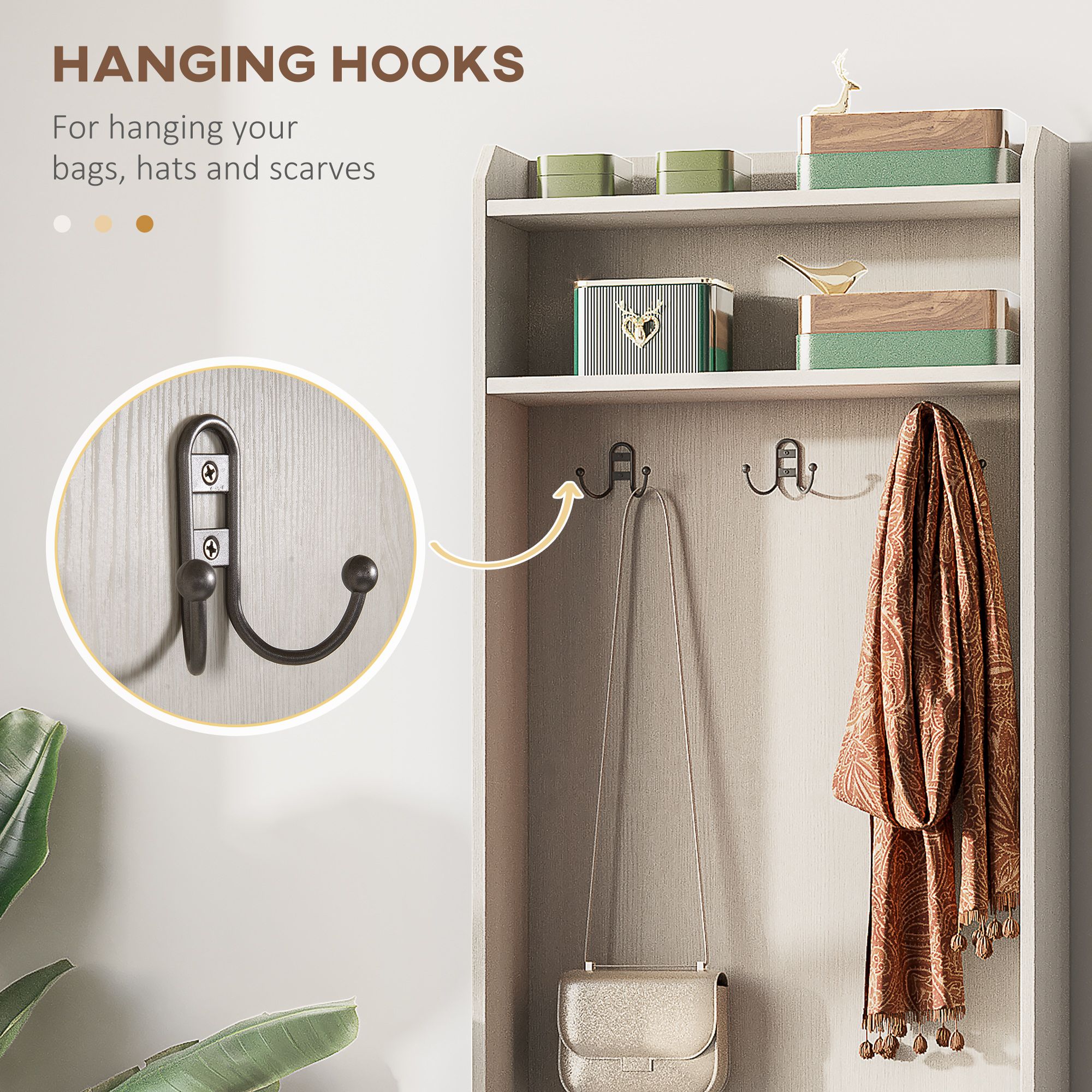 23.5IN Coat Rack Stand with Storage Bench and Hooks Rustic Hall Tree for Small Spaces Entryway Living Room