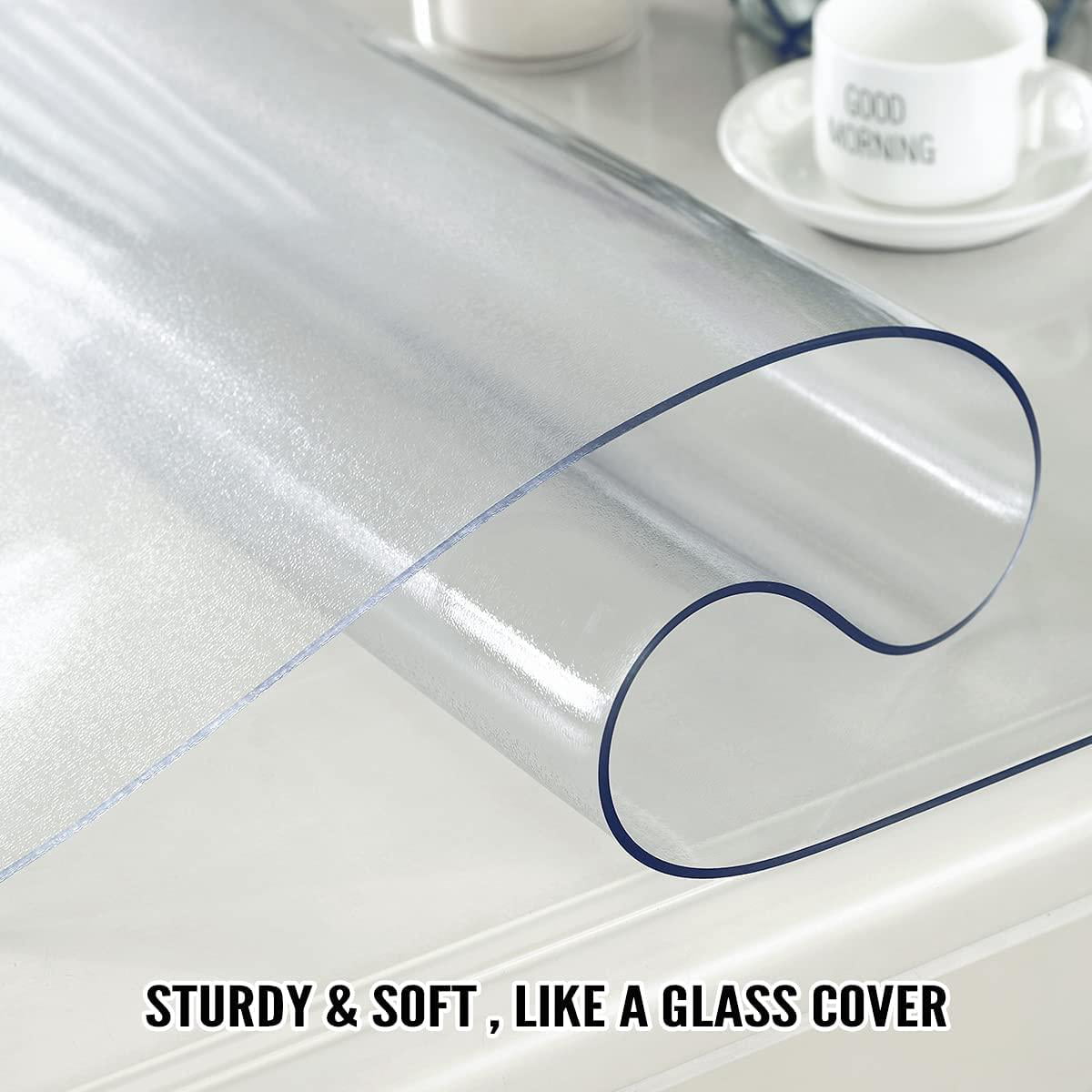 2mm Frosted Table Protector, 24 x 56 Inches, Soft Glass,PVC,Wipeable  Tablecloth,Easy Clean,Waterproof, for Dining Room Table, Night Stands, End  Tables, Office Desk