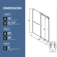 thumbnail image 6 of 56–60" W × 78" H Double Sliding Frameless Shower Door, 3/8" (10 mm) SGCC-Certified Tempered Glass, Matte Black Finish, 6 of 12
