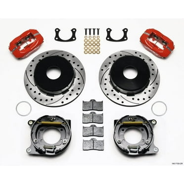 Wilwood 140-11348-DR Wilwood Forged Dynalite P/S Park Brake Kit Drill-Red 55-57 Chevy 2.34in Offset