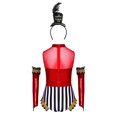 thumbnail image 4 of YiZYiF Enfants Filles Trapèze Spectacle Ensemble 3 Pcs Paillettes Faux Justaucorps Justaucorps Gants avec Bandeau Rouge Noir 6, 4 of 5