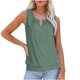 thumbnail image 5 of Tops formales,Camiseta sin mangas lisa con escote en V y abertura para mujer, diseño de ojales bordados, corte holgado, poliéster, ropa informal de verano, sopatenor, 5 of 9