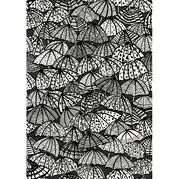 ohpopsi Dara Black Jolly Brollies Wallpaper, 19.7-in by 33-ft, 54.18 sq. ft.
