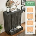 thumbnail image 3 of Papajet 5 Drawer Dresser, 48" Tall Modern Chest of Drawers with Pine Handles, Rounded Corners & Anti-Tip for Bedroom, Living Room, Entryway, Black, 3 of 9