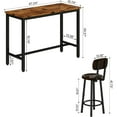 thumbnail image 6 of Cvortll 3-Piece Pub Dining Table for 2, Farmhouse Dining Table Set with 2 PU Leather Upholstered Stools, Rectangle Pub Dinette for Small Space (Brown), 6 of 7