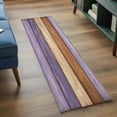thumbnail image 5 of Farmhouse Purple Brown Kitchen Runner Rug 2x6 Washable Runners for Hallway Non Slip Vintage Wooden Striped Large Area Rug Indoor Floor Carpet for Bathroom Laundry Entryway Bedroom Living Room, 5 of 8