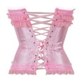 thumbnail image 3 of Stay Corset Overbust Corset Bustier women Pink Lace Trim Corset Women victorian corset 2XL, 3 of 5