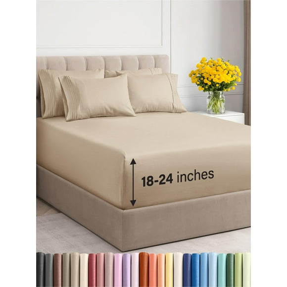 Juego de sábanas CGK Unlimited Extra Deep Pocket Queen Cream