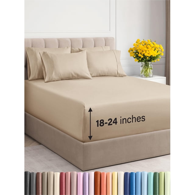 Juego de sábanas CGK Unlimited Extra Deep Pocket Queen Cream