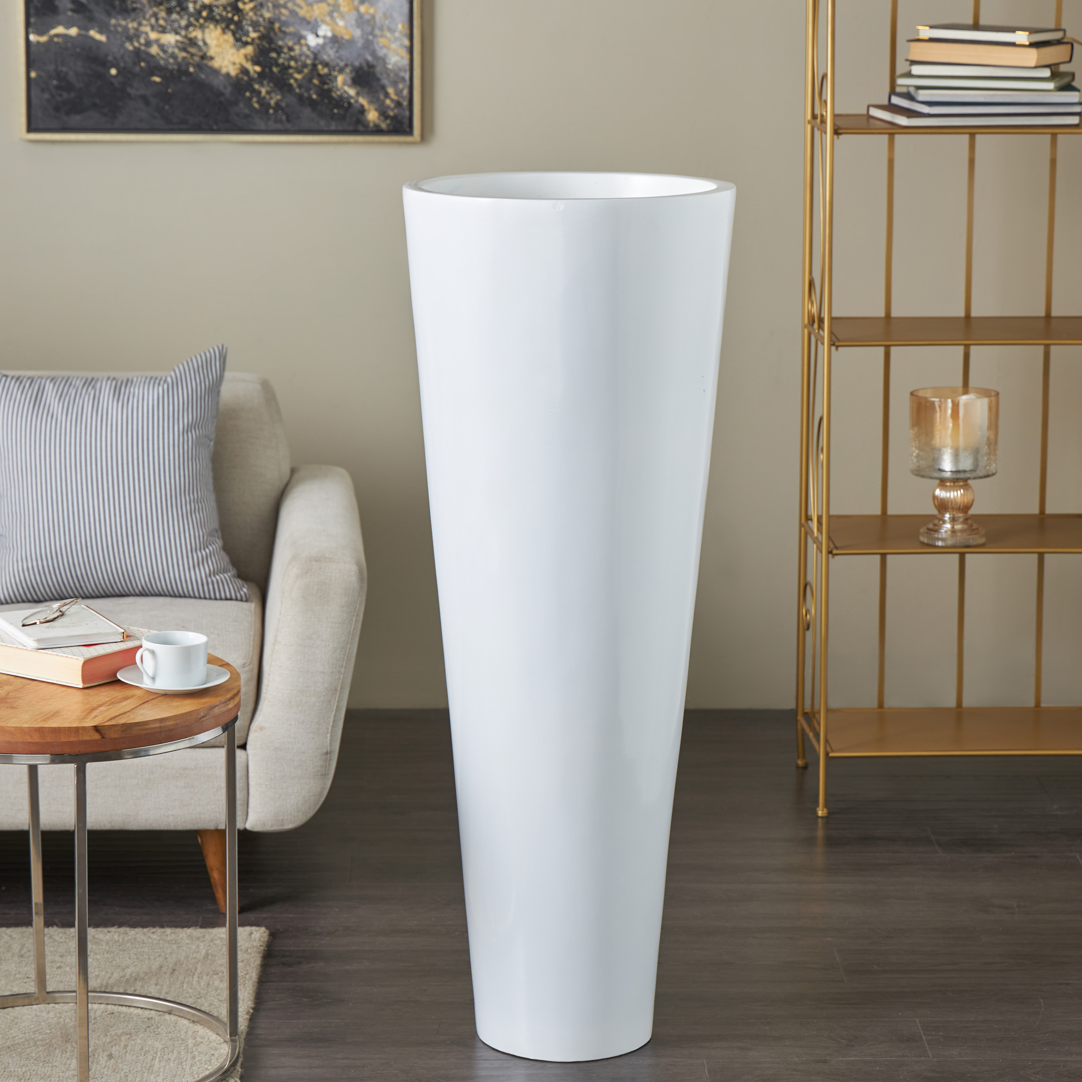 DecMode 48" White Fiberglass Vase