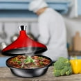thumbnail image 5 of Bruntmor Fire Red Cast Iron Moroccan Tagine 4-Quart Cooking Pot With Silver, 5 of 6